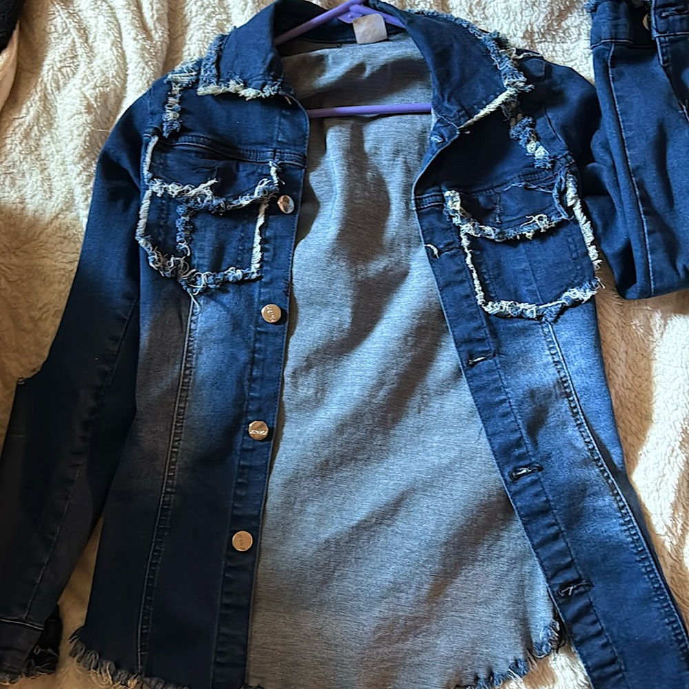 Women Navy Blue Jacket | Blue Ripped jean jacket